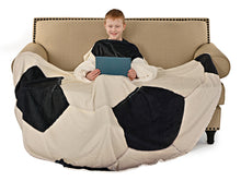 Load image into Gallery viewer, Soccer Ball Wearable Sleeved Round Arm Blanket 68" Diameter