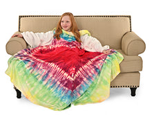 Load image into Gallery viewer, Heart Tie Dye Wearable Sleeved Round Arm Blanket 68" Diameter