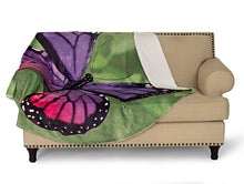 Load image into Gallery viewer, Purple Butterfly Traditional Round Blanket 68" Diameter