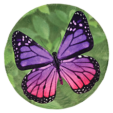 Load image into Gallery viewer, Purple Butterfly Traditional Round Blanket