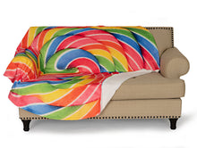 Load image into Gallery viewer, Rainbow Lollipop Traditional Round Blanket 68" Diameter