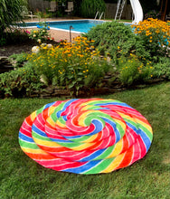 Load image into Gallery viewer, Rainbow Lollipop Traditional Round Blanket 68" Diameter