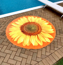 Load image into Gallery viewer, Sunflower Traditional Round Blanket 68" Diameter