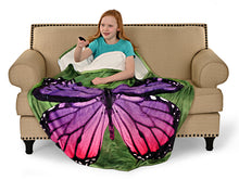 Load image into Gallery viewer, Purple Butterfly Round Sleeping Bag Blanket 60" Diameter