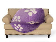 Load image into Gallery viewer, Purple White Flower Easter Egg Shaped Blanket 60" x 44"