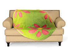 Load image into Gallery viewer, Green Pink Flower Easter Egg Shaped Blanket 60" x 44"