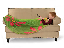 Load image into Gallery viewer, Green Pink Flower Easter Egg Shaped Blanket 60" x 44"