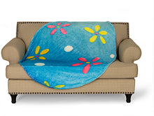 Load image into Gallery viewer, Blue with Flowers Easter Egg Shaped Blanket 60" x 44"