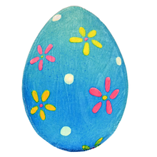 Load image into Gallery viewer, Blue with Flowers Easter Egg Shaped Blanket