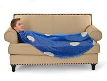 Load image into Gallery viewer, Blue Dotted Easter Egg Shaped Blanket 60" x 44"