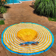 Load image into Gallery viewer, Yellow Sun Hat Traditional Round Blanket 68" Diameter