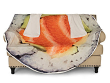 Load image into Gallery viewer, Sushi Wearable Sleeved Round Arm Blanket 68&quot; Diameter
