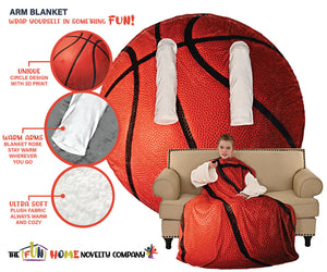 Basketball Wearable Sleeved Round Arm Blanket 68" Diameter