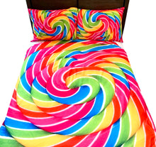 Load image into Gallery viewer, Rainbow Lollipop Kids Full Bed Set With Round Comforter
