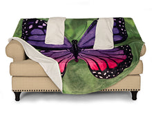 Load image into Gallery viewer, Purple Butterfly Wearable Sleeved Round Arm Blanket 68&quot; Diameter
