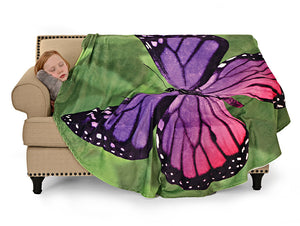 Purple Butterfly Traditional Round Blanket 68" Diameter