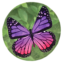 Load image into Gallery viewer, Purple Butterfly Traditional Round Blanket 
