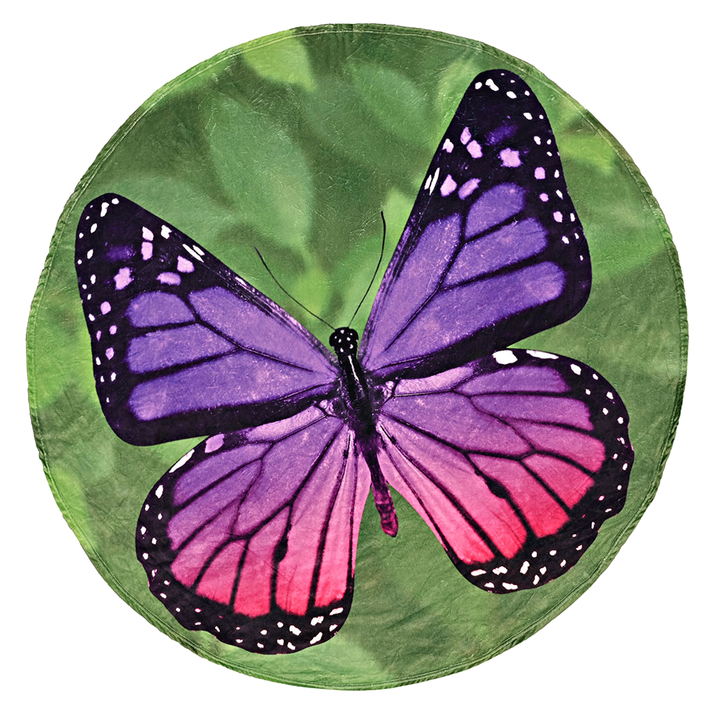 Purple Butterfly Traditional Round Blanket 