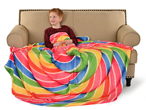 Rainbow Lollipop Traditional Round Blanket 68" Diameter