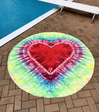 Load image into Gallery viewer, Heart Tie Dye Traditional Round Blanket 68&quot; Diameter
