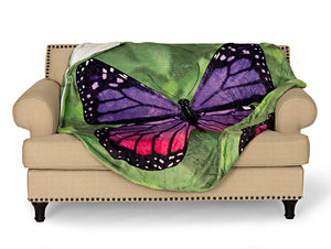 Purple Butterfly Round Sleeping Bag Blanket 60" Diameter