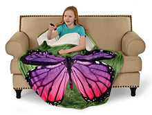 Load image into Gallery viewer, Purple Butterfly Round Sleeping Bag Blanket 60&quot; Diameter
