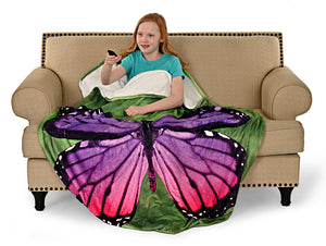 Purple Butterfly Round Sleeping Bag Blanket 60" Diameter