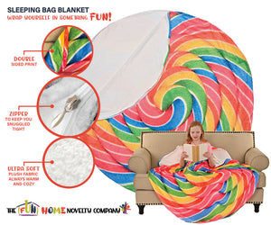 Rainbow Lollipop Round Sleeping Bag Blanket 60" Diameter