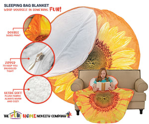 Sunflower Round Sleeping Bag Blanket 60" Diameter