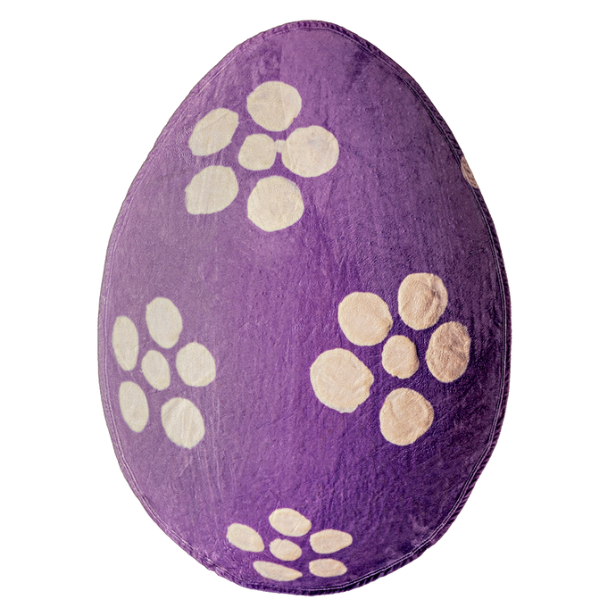 Purple White Flower Easter Egg Shaped Blanket