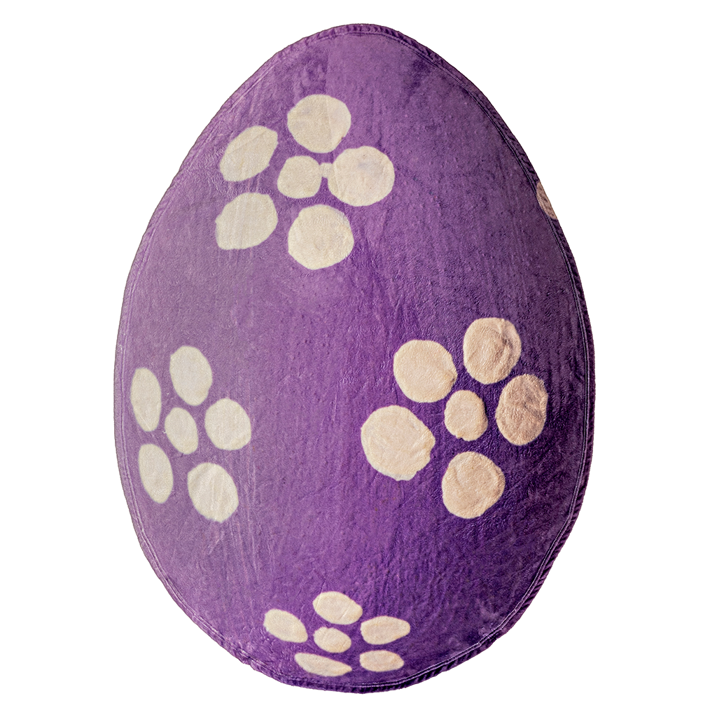 Purple White Flower Easter Egg Shaped Blanket