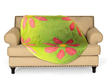 Load image into Gallery viewer, Green Pink Flower Easter Egg Shaped Blanket 60&quot; x 44&quot;
