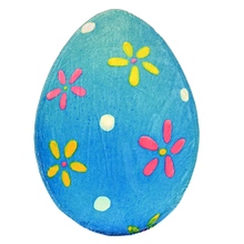 Load image into Gallery viewer, Blue with Flowers Easter Egg Shaped Blanket
