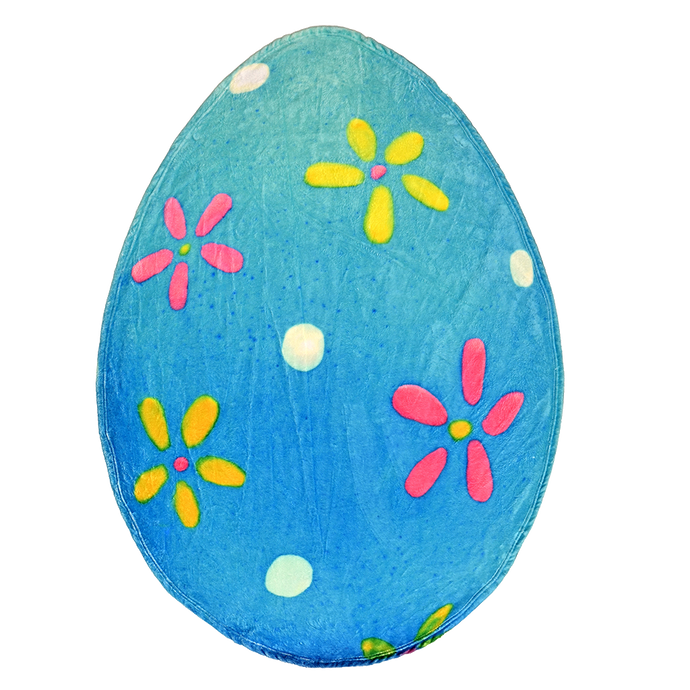 Blue with Flowers Easter Egg Shaped Blanket