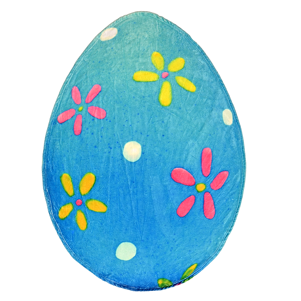 Blue with Flowers Easter Egg Shaped Blanket
