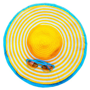 Yellow Sun Hat Traditional Round Blanket