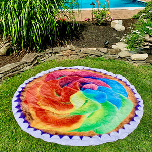 Rainbow Cupcake Traditional Round Blanket 68" Diameter