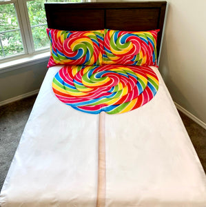 Rainbow Lollipop 5 PC Kids Twin Bed Set With Round Comforter
