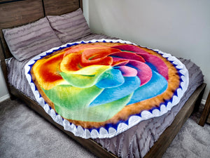 Rainbow Cupcake Traditional Round Blanket 68" Diameter