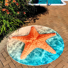 Load image into Gallery viewer, Starfish Traditional Round Blanket 68&quot; Diameter
